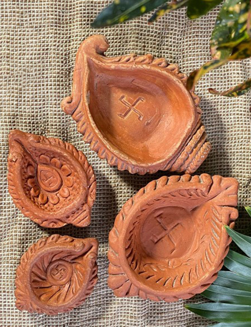 Chandrabindu | Clay Diya | Oil Lamp | Pradip | Diya | Natural Clay Terracotta