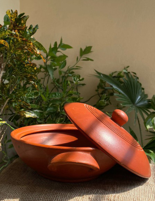 Mrittika | Serving Bowl With Lid | Handmade Clay Pan | Eco-friendly | Terracotta