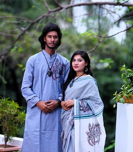 Couple Set 3 | Saree | Punjabi | Handblock | Cotton